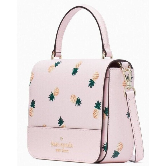 G Kate Spade Staci Square Pineapp Crossbody Pink Saffiano K7629 NWT $299 MSRP FS - Picture 3 of 14